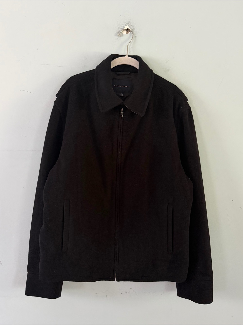 Banana Republic Wool Cashmere Black Full Zip Collared Mens Jacket
